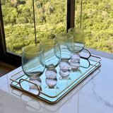 Taça Copo Colors Elegante Verde e Rosa 390ml