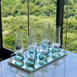 6 Taças Esfera Verde na bancada