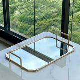 Bandeja em Metal Dourada com Espelho G 46,5cm