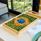 Bandeja em Bambu Nature 22cm com amendoins estilo Brasil na mesa posta