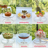 Boleira 6 em 1 Prato para Bolo Petisqueira Cristal Coração 25,5cm