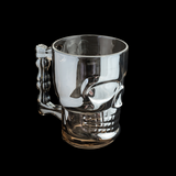 Caneca para Chopp e Cerveja de Vidro Caveira Rock Style Cinza Ônix 510 ml
