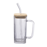 Caneca de Vidro com Tampa de Bambu e Canudo Graffiato 290ml