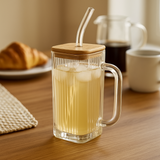 Caneca de Vidro com Tampa de Bambu e Canudo Graffiato 290ml