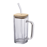 Caneca de Vidro com Tampa de Bambu e Canudo Graffiato 290ml