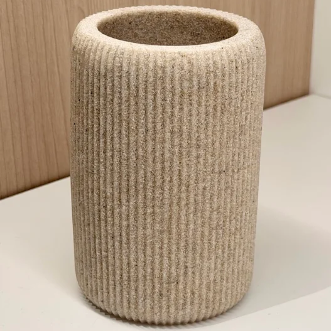 Copo Porta Escova Multiuso em Poliresina Areia 14cm
