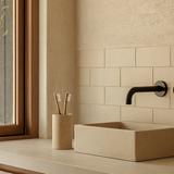 Copo Porta Escova em Poliresina Bege