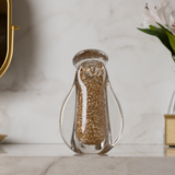 Figura religiosa vidro transparente com preenchimento dourado brilhante