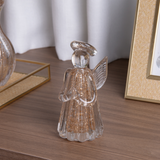 Detalhes do Anjo de Vidro de lado na bancada