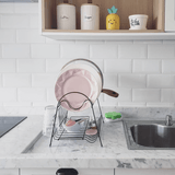 Escorredor De Pratos Dois Andares Max Duplo Aço Preto Black Luxo