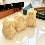 Trio da Sabedoria Kit Esquilos Porco-Espinho em Cimento