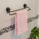 Toalheiro Duplo Fixação Sucção Ventosa Preto