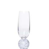 Jogo 2 Taças Base Esfera para Champanhe Vidro e Marmore Branco 210ml