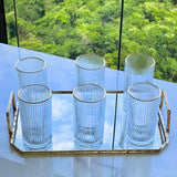 Jogo 6 Copos Altos Long Drink com Borda Dourada Graffiato 420ml