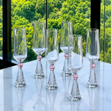 Jogo 6 Taças Base Cristal para Champanhe Rosa 305ml na bancada