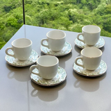 Jogo 6 Xicaras de Café com Pires Verde Arabesco 90ml