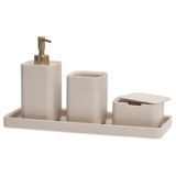 Kit para Banheiro Minimal em Polirresina Bege 4 Peças