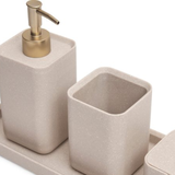 Kit para Banheiro Minimal em Polirresina Bege 4 Peças