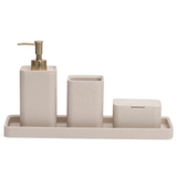 Kit para Banheiro Minimal em Polirresina Bege 4 Peças