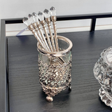 Conjunto 6 Colheres Com Suporte De Zamac Niquelado Crystal 14cm