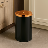 Lixeira Preta com Tampa Rose Gold 8 Litros