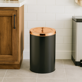 Lixeira Preta com Tampa Rose Gold 8 Litros