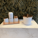 Lixeira com Aro Branca com Tampa Rose Gold - 3 Litros