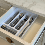 Porta Talheres Organizador de Gaveta em Polipropileno Logic Branco 5 Divisórias