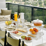 Queijeira Cristal de Chumbo Martelado Petra com Tampa e Borda Dourada 19,5cm