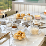 Queijeira Cristal de Chumbo Martelado Petra com Tampa e Borda Dourada 19,5cm