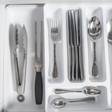 Porta Talheres e Utensílios Organizador de Gaveta em Polipropileno com Extensor Branco Logic