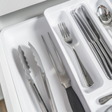 Porta Talheres e Utensílios Organizador de Gaveta em Polipropileno com Extensor Branco Logic