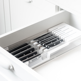 Organizador de Facas Clear na gaveta branco