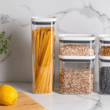 Pote Porta Mantimento Organizador Retangular com Tampa Hermética Natural com Branco Block 1,5 Litros