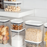 Pote Porta Mantimento Organizador Retangular com Tampa Hermética Natural com Branco Block 1,5 Litros