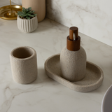 Porta Sabonete Líquido em Poliresina Linen Bege 250ml