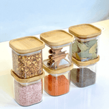 Pote Hermético de Vidro com Tampa Empilhável de Bambu 150ml