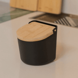 Saleiro Lume Preto com Tampa de Bambu Preto 500g