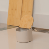 Saleiro Lume Bege com Tampa de Bambu Bege 500g