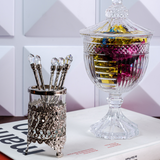 Conjunto 6 Colheres Com Suporte De Zamac Niquelado Crystal 14cm