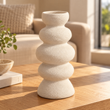 Vaso Decorativo Ondulado em Cerâmica Branco 20cm