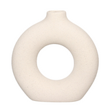 Vaso de Cerâmica Mikonos Redondo Branco 21cm