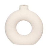 Vaso de Cerâmica Mikonos Redondo Branco 16cm