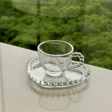 Jogo de Xícaras de Café Cristal Com Pires Coração Pearl 4 Peças - 85ml