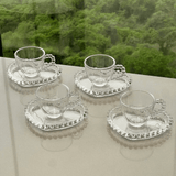 Jogo de Xícaras de Café Cristal Com Pires Coração Pearl 4 Peças - 85ml
