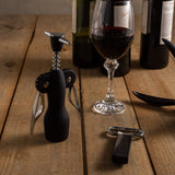 Abridor de Vinho Saca - Rolhas Julia em Zamac e Plástico Preto 19cm - Ela Decora