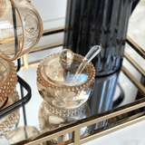 Açucareiro Cristal Bolinha Pearl Âmbar com Colher - 10 cm - Ela Decora