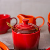 Açucareiro de Cerâmica Retrô Vermelho 10cm - Ela Decora