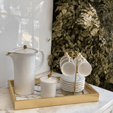 Açucareiro de Porcelana com Tampa Branco com Filete Ouro Linha Sofia - 200ml - Ela Decora