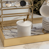 Açucareiro de Porcelana com Tampa Branco com Filete Ouro Linha Sofia - 200ml - Ela Decora